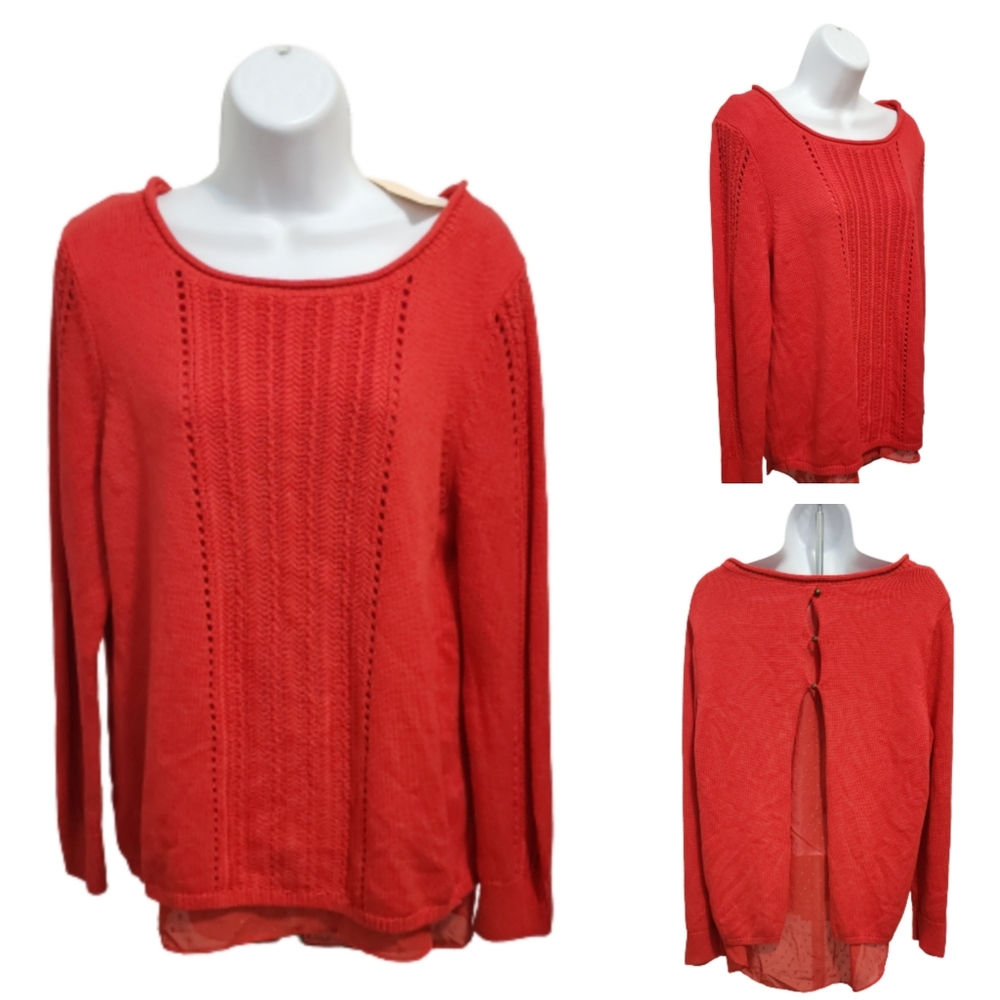 Lucky Brand Red Layered Sweater Size L
